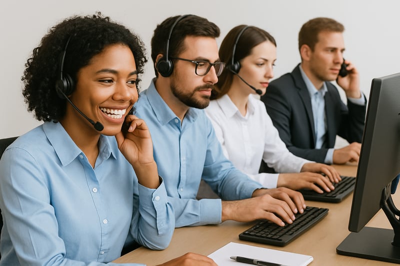 Call Culture customer support team assisting clients via phone and email Call Culture customer support team assisting clients via phone and email